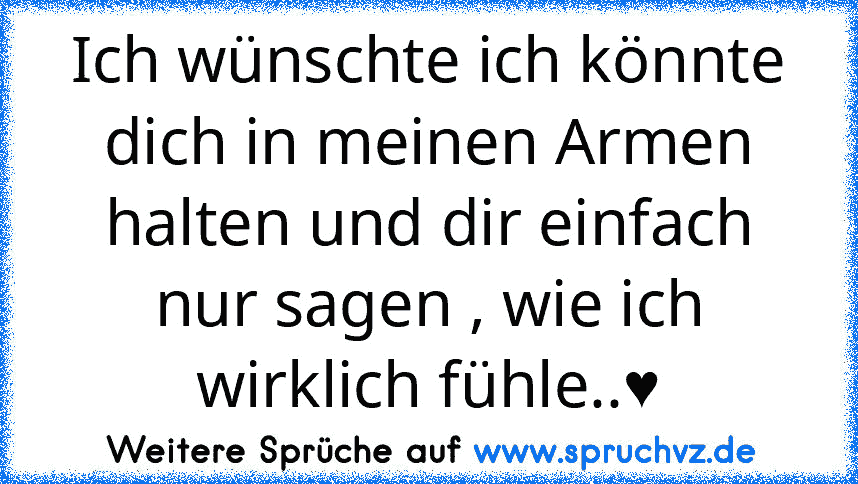 Ich wünschte ich könnte dich in meinen Armen halten und dir einfach nur sagen , wie ich wirklich fühle..♥