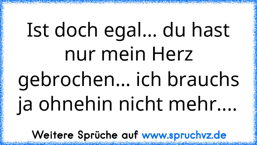 Ist doch egal... du hast nur mein Herz gebrochen... ich brauchs ja ohnehin nicht mehr....