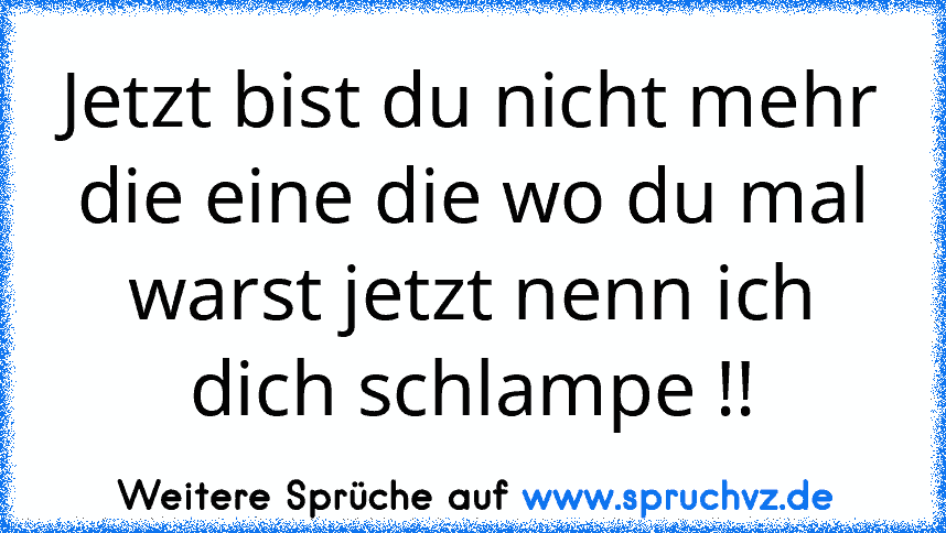 Jetzt bist du nicht mehr die eine die wo du mal warst jetzt nenn ich dich schlampe !!