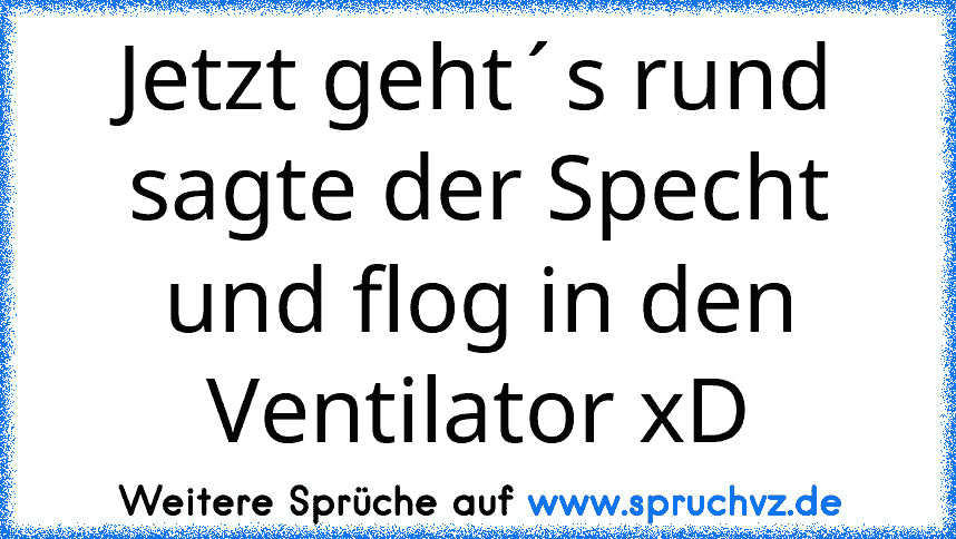 Jetzt geht´s rund sagte der Specht und flog in den Ventilator xD