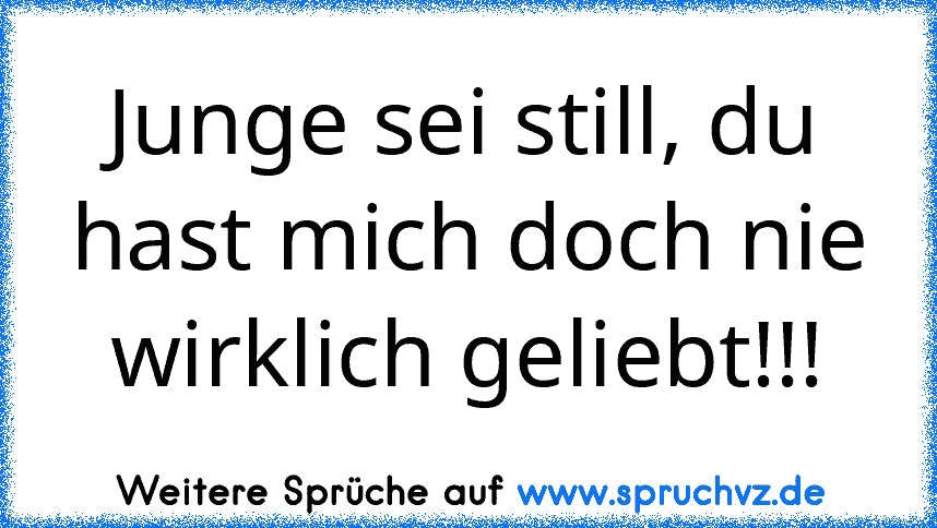 Junge sei still, du hast mich doch nie wirklich geliebt!!!