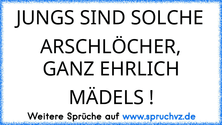 JUNGS SIND SOLCHE ARSCHLÖCHER, GANZ EHRLICH MÄDELS !