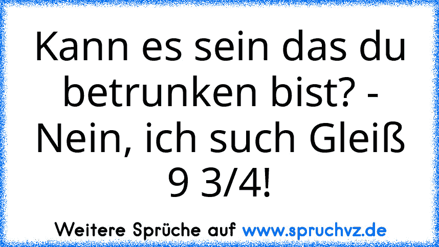 Kann es sein das du betrunken bist? - Nein, ich such Gleiß 9 3/4!