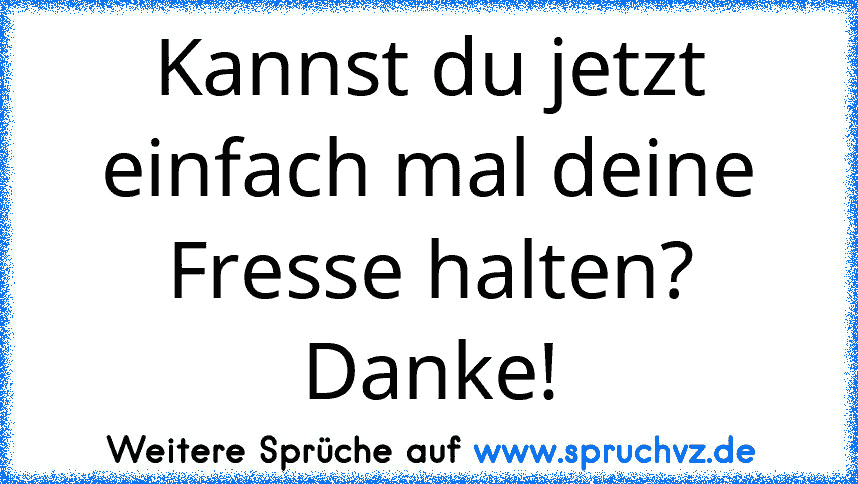 Kannst du jetzt einfach mal deine Fresse halten? Danke!