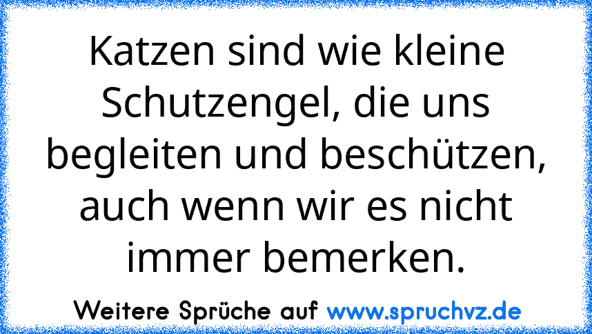 Katzen sind wie kleine Schutzengel, die uns begleiten und beschützen, auch wenn wir es nicht immer bemerken.