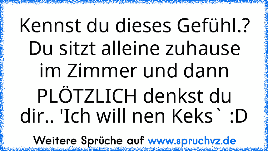 Kennst du dieses Gefühl.? Du sitzt alleine zuhause im Zimmer und dann PLÖTZLICH denkst du dir.. 'Ich will nen Keks` :D