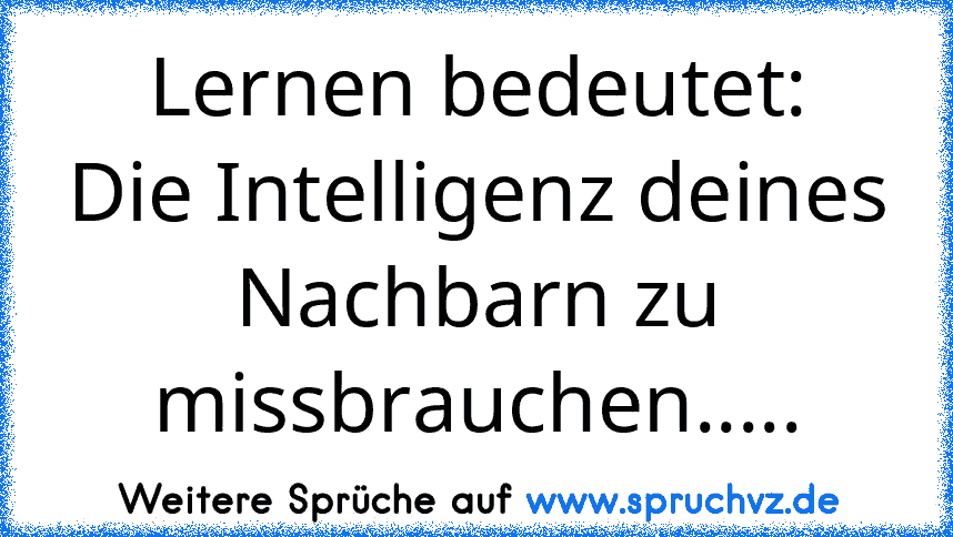 Lernen bedeutet:
Die Intelligenz deines
Nachbarn zu missbrauchen.....