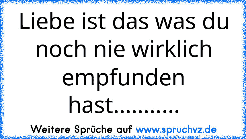 Liebe ist das was du noch nie wirklich empfunden hast...........