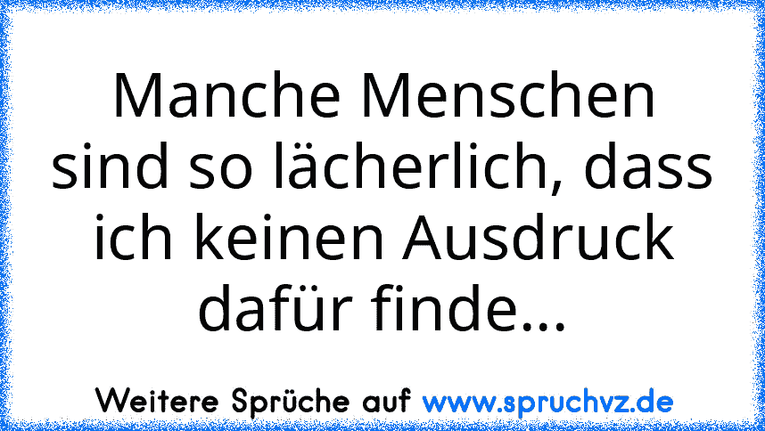 Manche Menschen sind so lächerlich, dass ich keinen Ausdruck dafür finde...