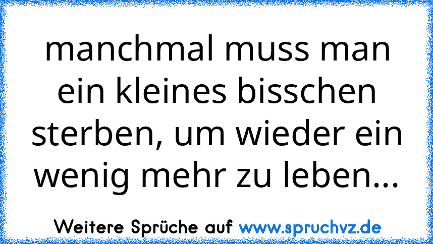 manchmal muss man ein kleines bisschen sterben, um wieder ein wenig mehr zu leben...