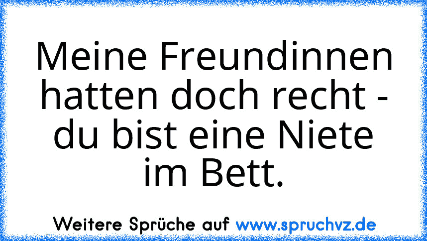 Meine Freundinnen hatten doch recht - du bist eine Niete im Bett.