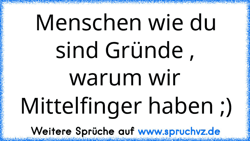 Menschen wie du sind Gründe , warum wir Mittelfinger haben ;)