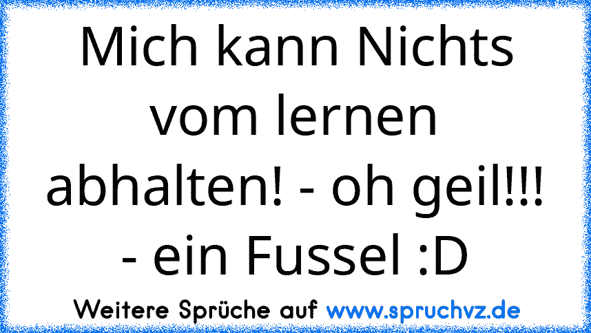 Mich kann Nichts vom lernen abhalten! - oh geil!!! - ein Fussel :D