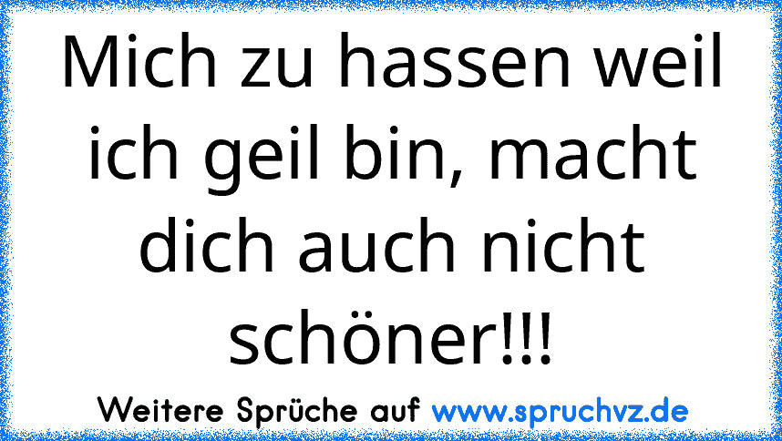 Mich zu hassen weil ich geil bin, macht dich auch nicht schöner!!!