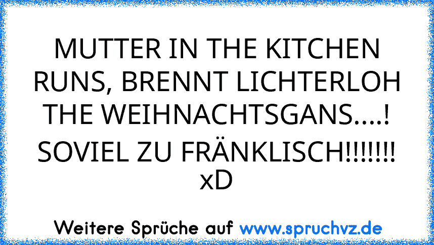 MUTTER IN THE KITCHEN RUNS, BRENNT LICHTERLOH THE WEIHNACHTSGANS....! SOVIEL ZU FRÄNKLISCH!!!!!!! xD