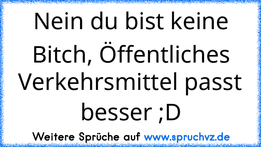 Nein du bist keine Bitch, Öffentliches Verkehrsmittel passt besser ;D