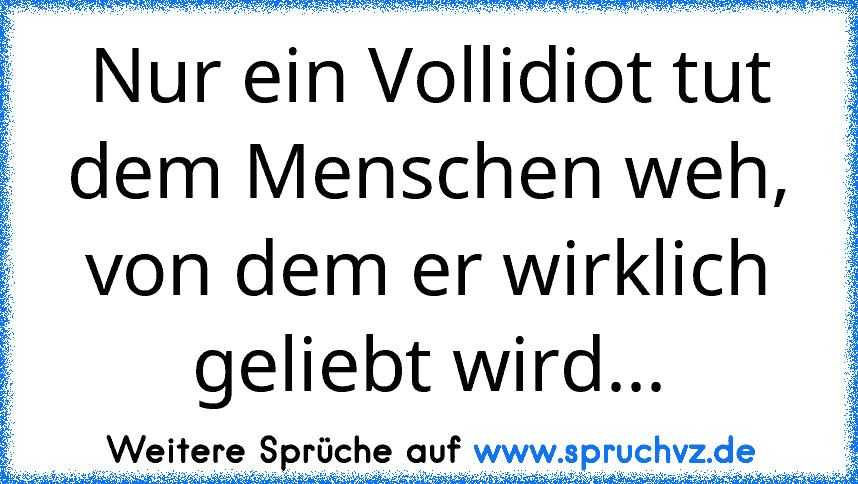 Nur ein Vollidiot tut dem Menschen weh, von dem er wirklich geliebt wird...