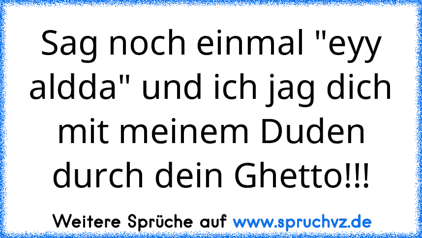 Sag noch einmal "eyy aldda" und ich jag dich mit meinem Duden durch dein Ghetto!!!