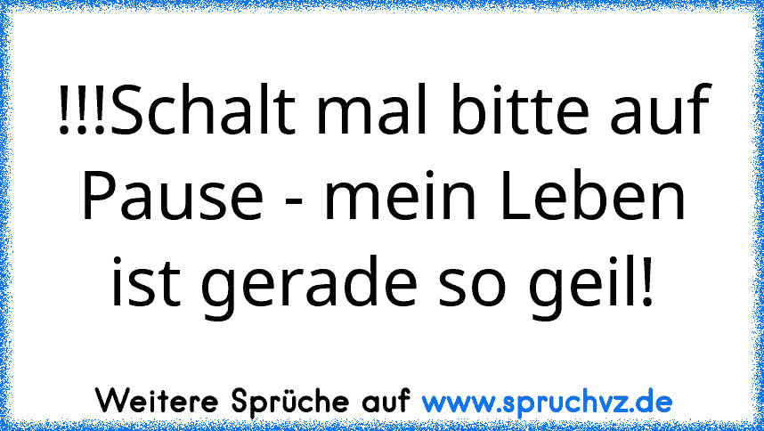 !!!Schalt mal bitte auf Pause - mein Leben ist gerade so geil!