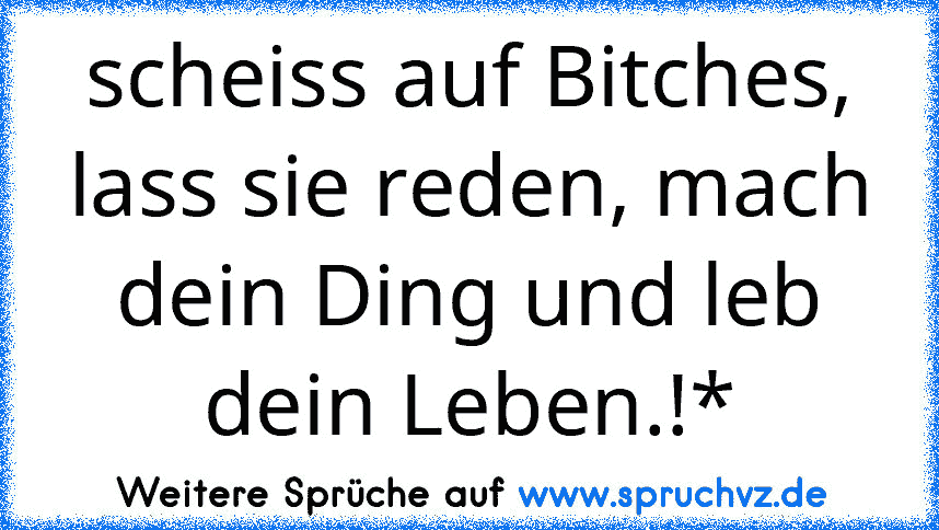 scheiss auf Bitches, lass sie reden, mach dein Ding und leb dein Leben.!*