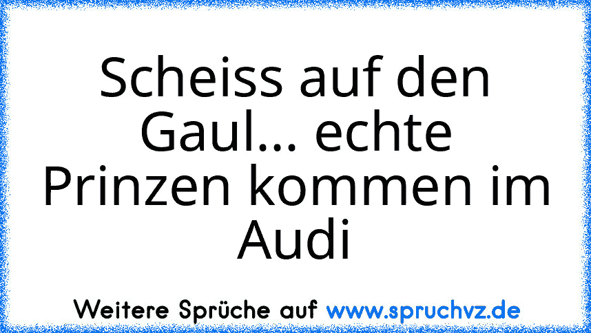 Scheiss auf den Gaul... echte Prinzen kommen im Audi