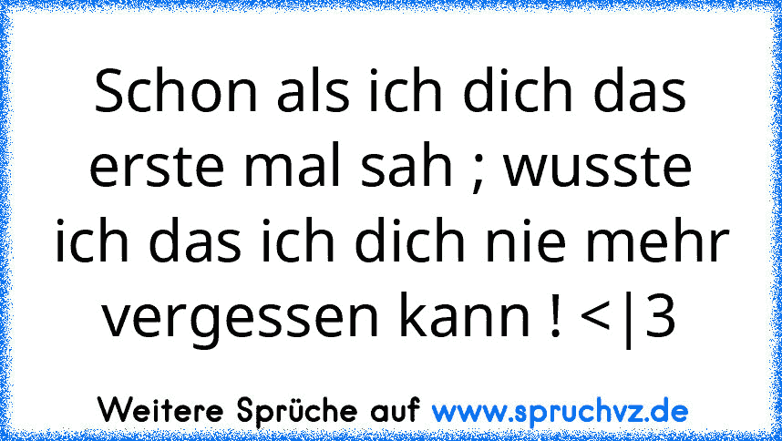 Schon als ich dich das erste mal sah ; wusste ich das ich dich nie mehr vergessen kann ! 