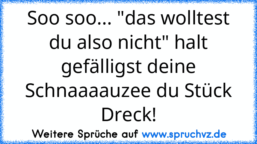 Soo soo... "das wolltest du also nicht" halt gefälligst deine Schnaaaauzee du Stück Dreck!