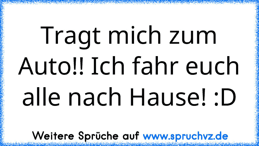 Tragt mich zum Auto!! Ich fahr euch alle nach Hause! :D