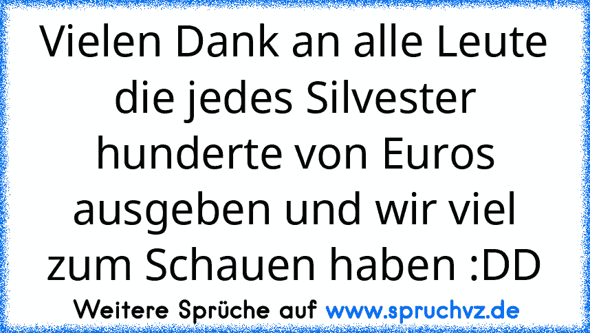 Vielen Dank an alle Leute die jedes Silvester hunderte von Euros ausgeben und wir viel zum Schauen haben :DD