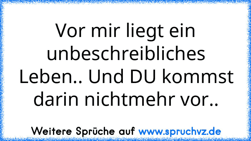 Vor mir liegt ein unbeschreibliches Leben.. Und DU kommst darin nichtmehr vor..