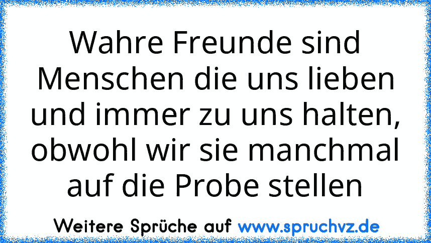 Wahre Freunde sind Menschen die uns lieben und immer zu uns halten, obwohl wir sie manchmal auf die Probe stellen