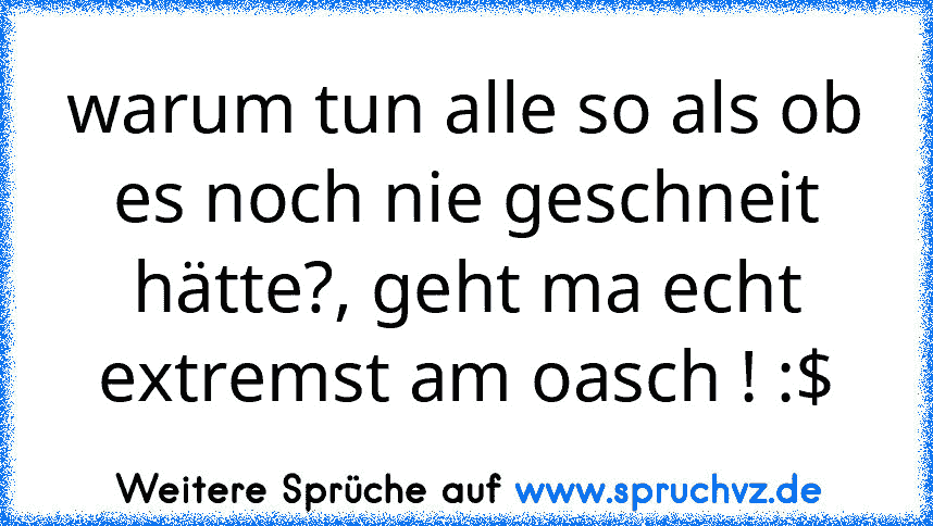 warum tun alle so als ob es noch nie geschneit hätte?, geht ma echt extremst am oasch ! :$