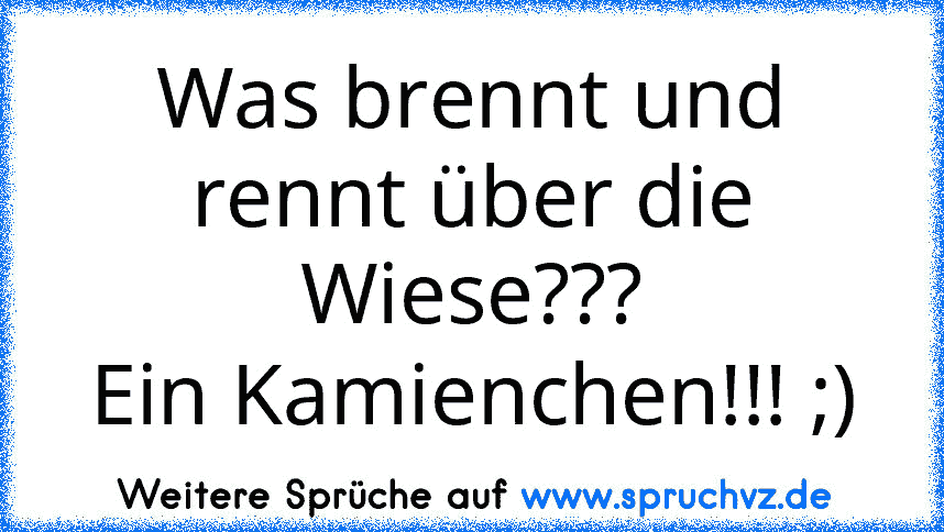 Was brennt und rennt über die Wiese???
Ein Kamienchen!!! ;)