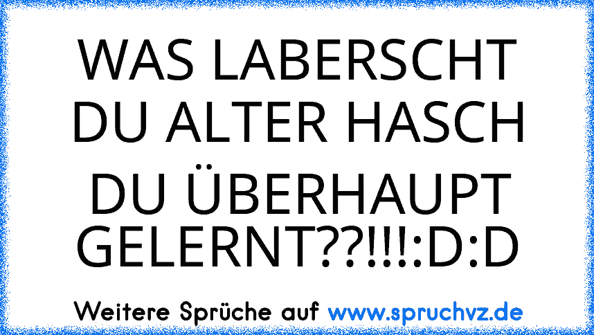 WAS LABERSCHT DU ALTER HASCH DU ÜBERHAUPT GELERNT??!!!:D:D