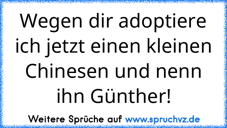 Wegen dir adoptiere ich jetzt einen kleinen Chinesen und nenn ihn Günther!