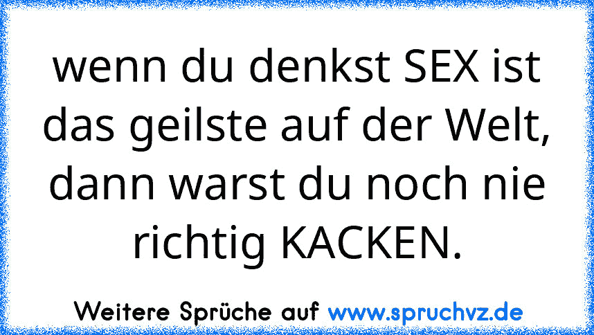 wenn du denkst SEX ist das geilste auf der Welt, dann warst du noch nie richtig KACKEN.