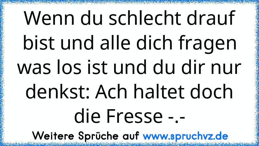 Wenn du schlecht drauf bist und alle dich fragen was los ist und du dir nur denkst: Ach haltet doch die Fresse -.-