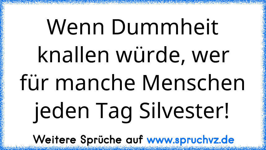 Wenn Dummheit knallen würde, wer für manche Menschen jeden Tag Silvester!