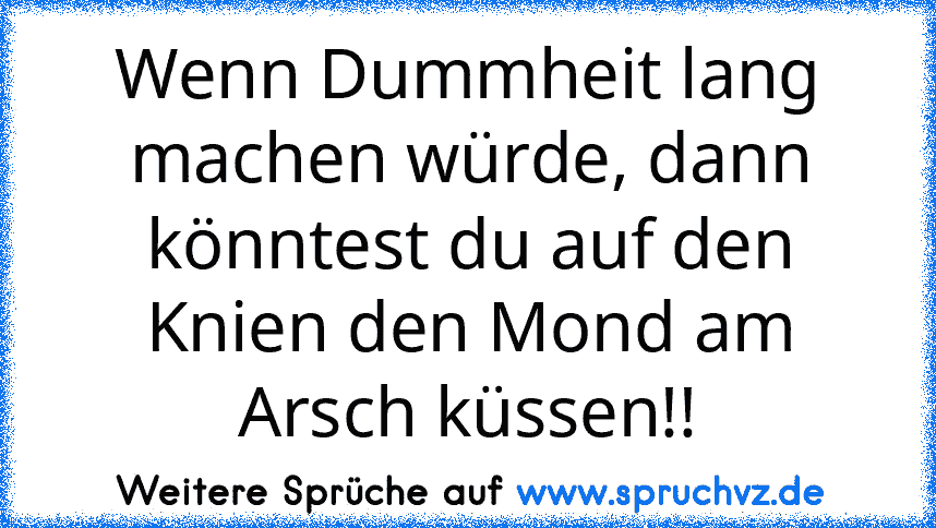 Wenn Dummheit lang machen würde, dann könntest du auf den Knien den Mond am Arsch küssen!!