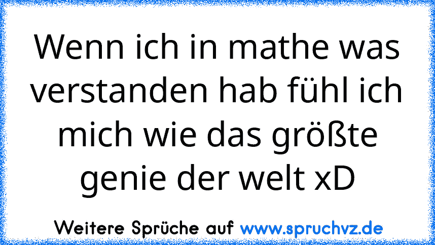 Wenn ich in mathe was verstanden hab fühl ich mich wie das größte genie der welt xD