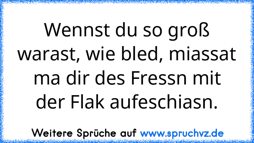 Wennst du so groß warast, wie bled, miassat ma dir des Fressn mit der Flak aufeschiasn.