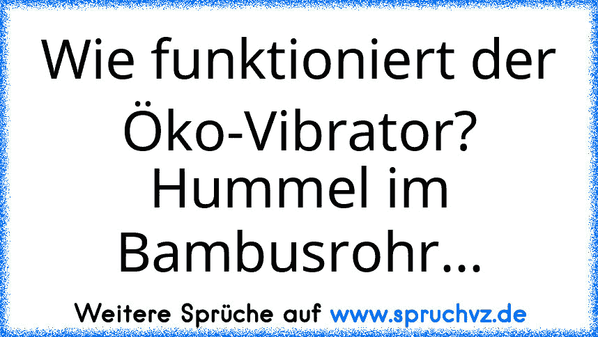 Wie funktioniert der Öko-Vibrator? Hummel im Bambusrohr...