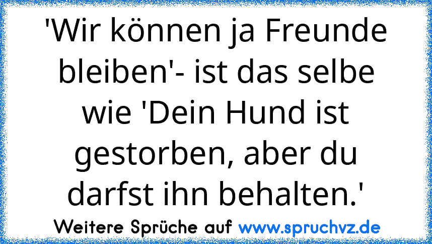 'Wir können ja Freunde bleiben'- ist das selbe wie 'Dein Hund ist gestorben, aber du darfst ihn behalten.'