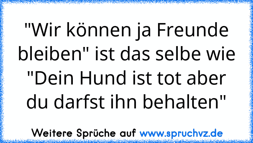 "Wir können ja Freunde bleiben" ist das selbe wie "Dein Hund ist tot aber du darfst ihn behalten"