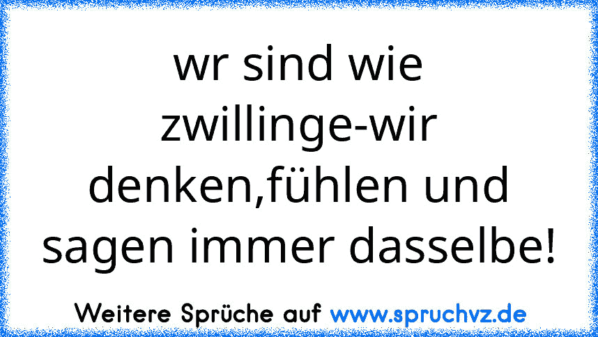 wr sind wie zwillinge-wir denken,fühlen und sagen immer dasselbe!